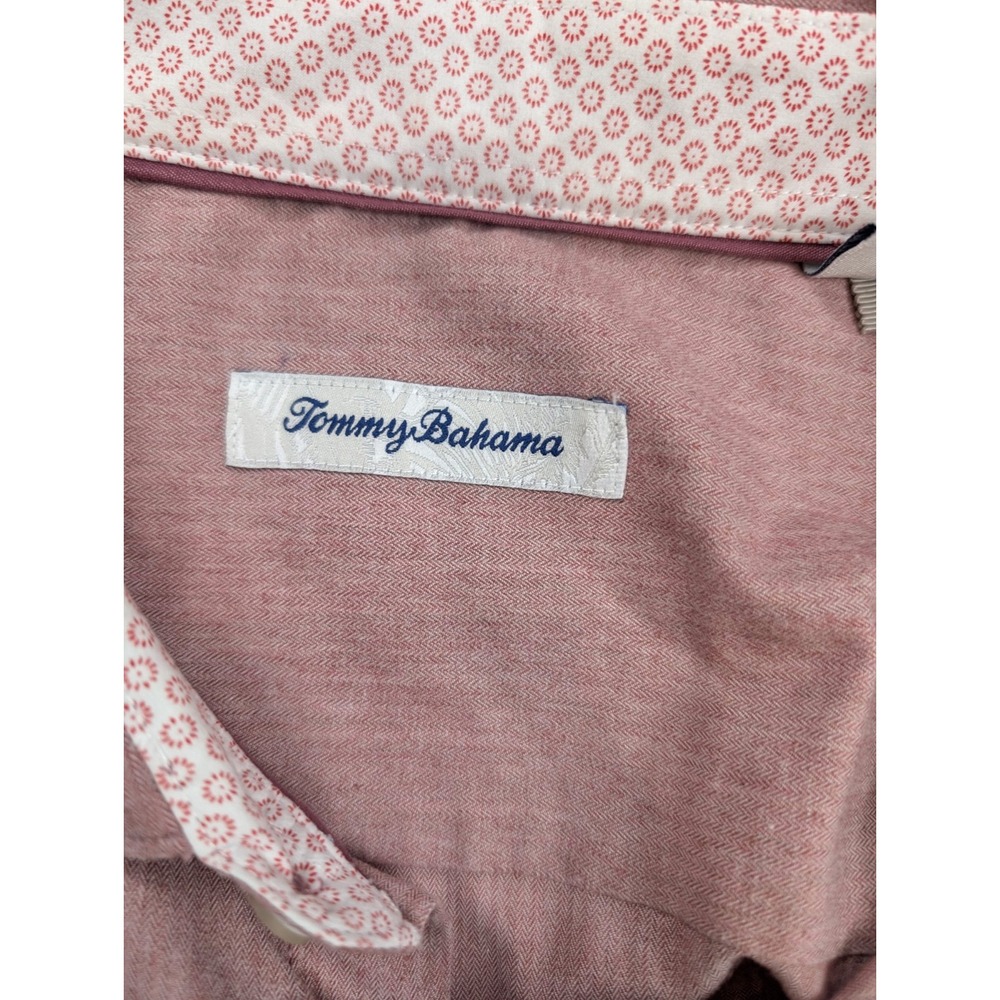 Tommy Bahama Herringbone Red Button Long Sleeve Dress Shirt Men's Size Large - Picture 3 of 6